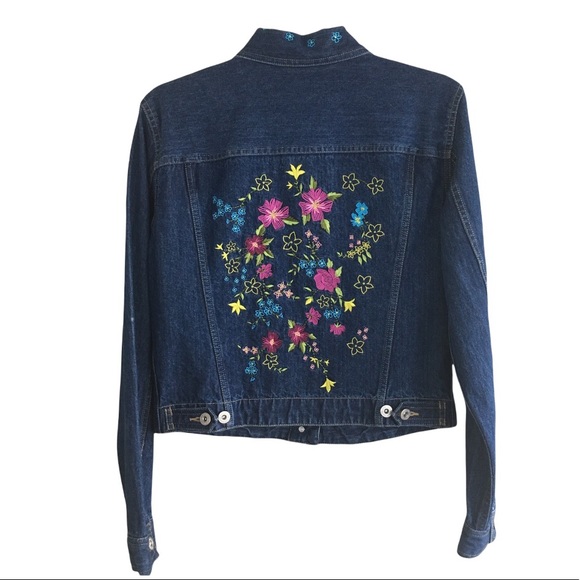 Liz Claiborne Jackets & Blazers - 90s Y2K LIZ CLAIBORNE Floral Embroidered Denim Jacket